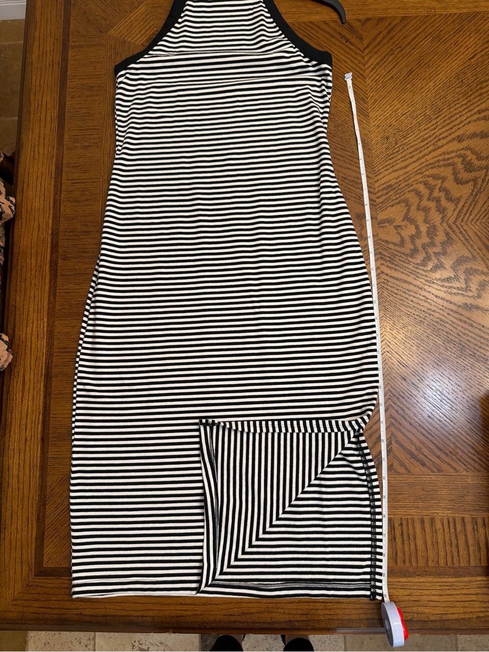Old Navy Black and White Striped Halter Midi Dress